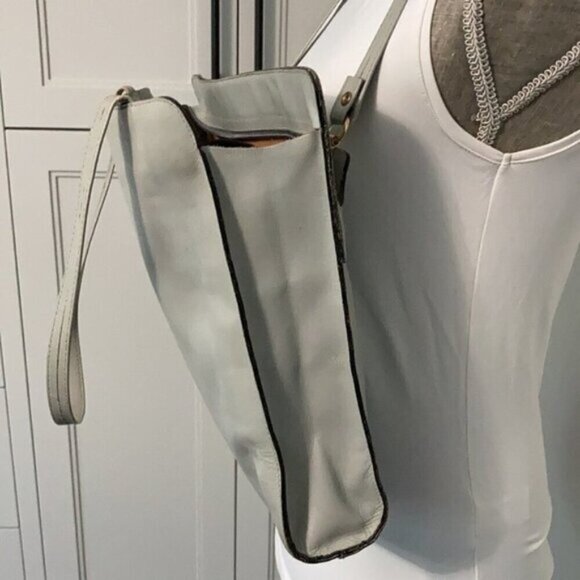 VINTAGE Grey All Leather Classic Shoulder Purse​​​​​ - Picture 5 of 14